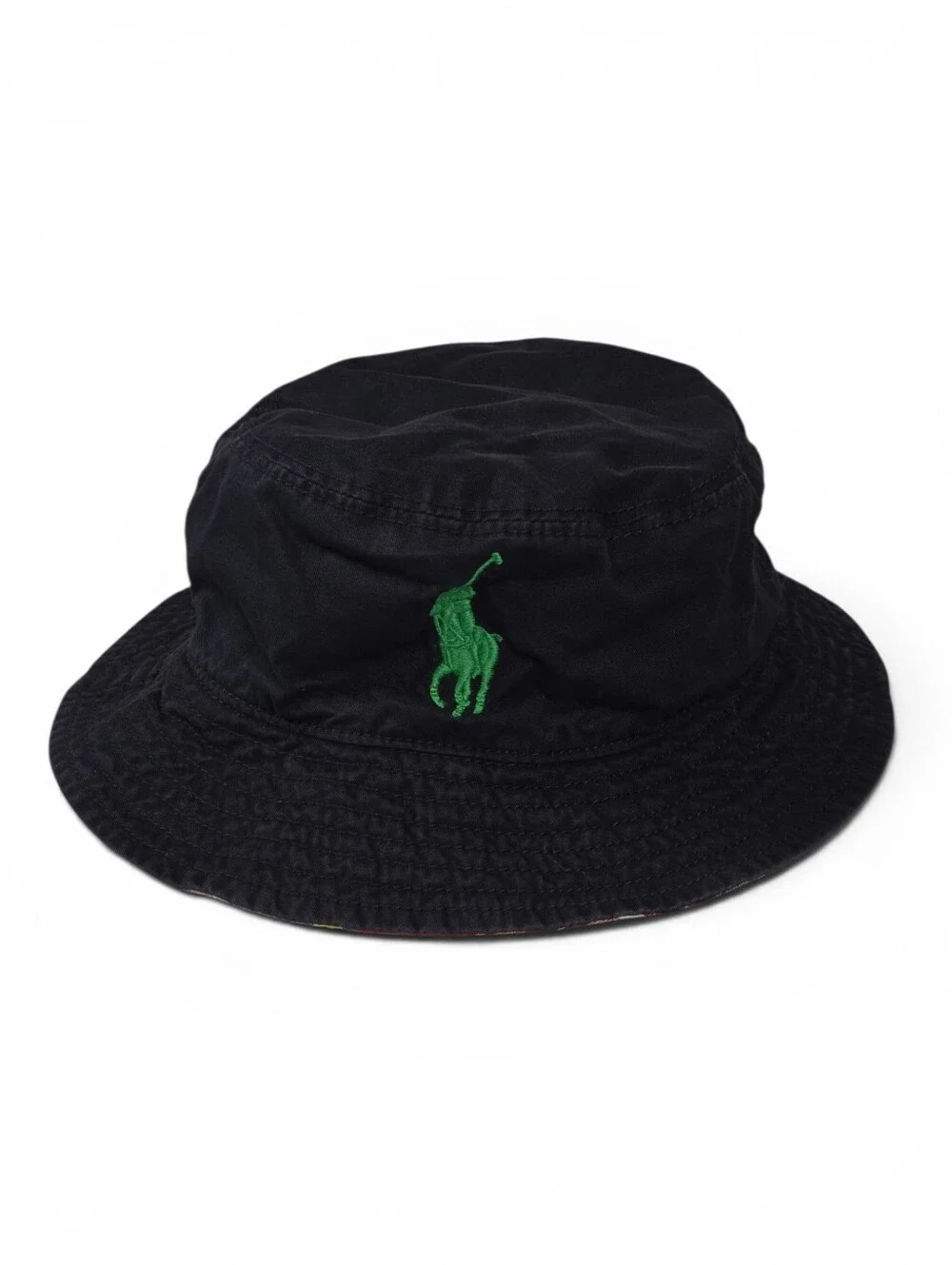 Polo Ralph Lauren Reversible Madras Plaid Bucket Hat Youth S/M Pony Logo Preppy